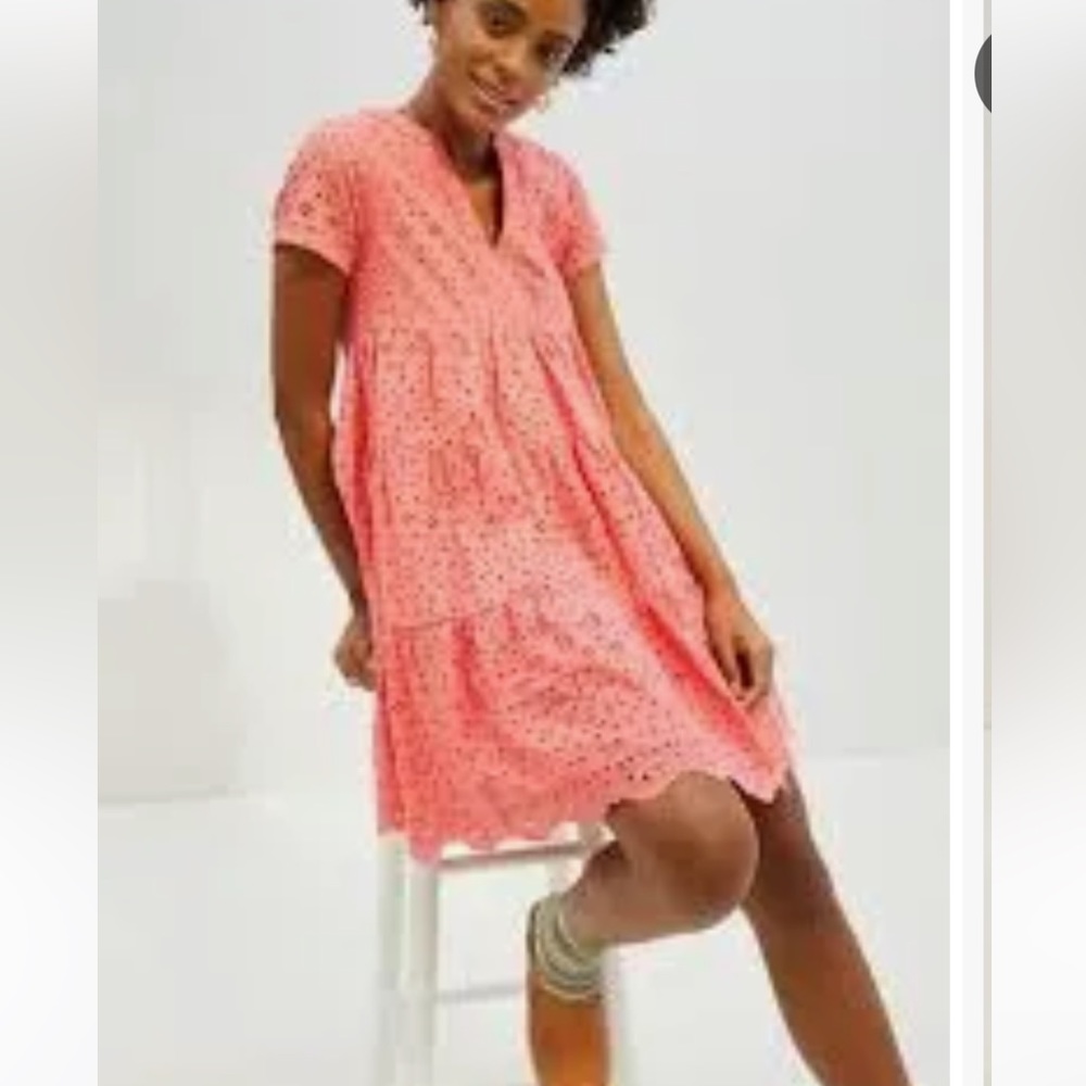 Maeve by Anthropologie Coral Eyelet Dress